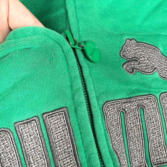 Puma Hoodie‎ Jacket Green Grey Logo Front Full Zip Long Sleeve Women's Large - Picture 13 of 15